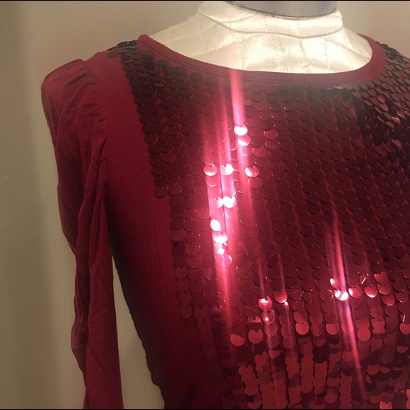 🇬🇧 Glittering wine red sparkle disco ball sequin top UK XS / S - Picture 5 of 8